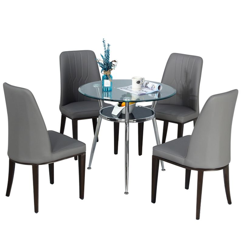 Tripod Base Dining Table Simple Glass-top Dining Table for Kitchen Home Clearhalo ' dining_table' 'Dining Tables & Seating' 'Dining Tables' 'furn' 'furn_dining_table' 'Furniture' 'furniture_dining_table' 'Kitchen & Dining Furniture' 'kitchen&dining_furn' 'kitchen' 'kitchen_dining_table' 1200x1200_1dc09f6b-eec1-4bf9-bbe4-1f59854f46bb