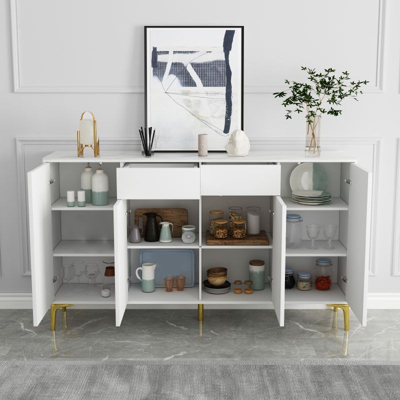 Glam Style Sideboard White Wooden Buffet Stand for Dining Room Clearhalo 'buffet_sideboard' 'Buffets & Sideboards' 'furn' 'furn_buffet_sideboard' 'Furniture' 'Kitchen & Dining Furniture' 1200x1200_1dc0b234-2864-4163-854b-8d30b6a7c0c3