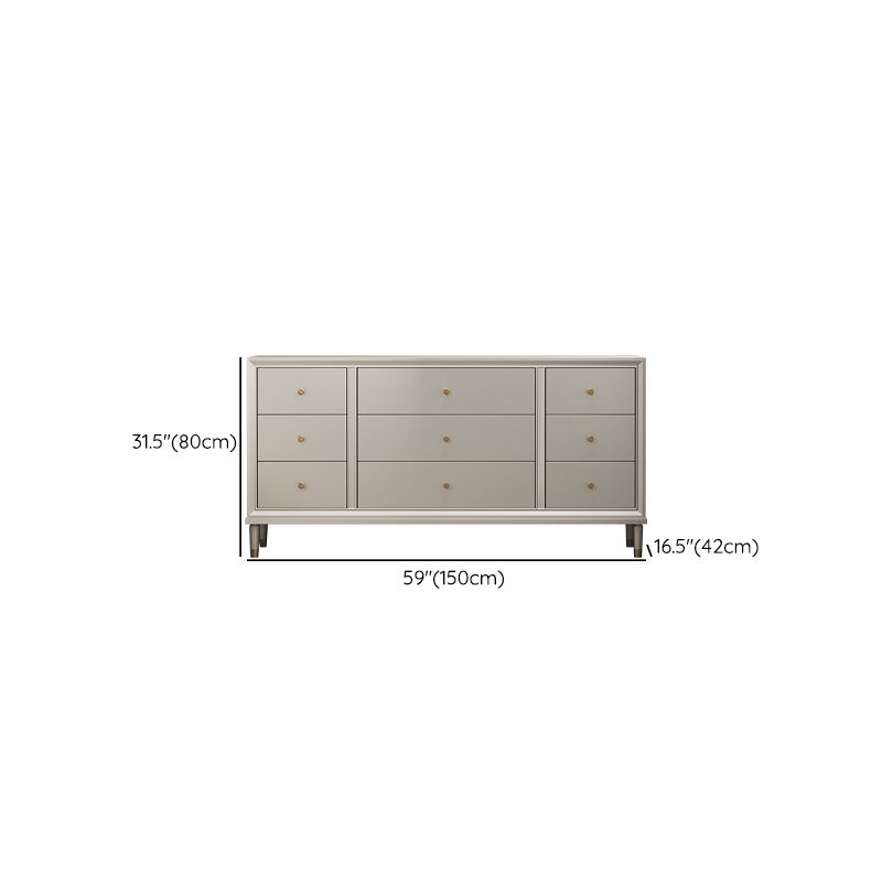 Contemporary Horizontal Double Dresser White/Silver Dresser with Storage for Home