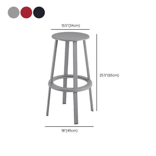 Contemporary Metal Base Backrest Counter High Stool with 4 Legs