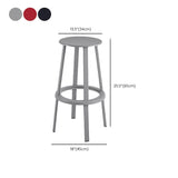 Contemporary Metal Base Backrest Counter High Stool with 4 Legs