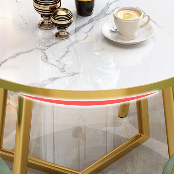 Glam Wood Top Dining Table Round Tabletop with Iron Double Pedestal Base Clearhalo 'Dining Tables & Seating' 'Dining Tables' 'dining_table' 'furn' 'furn_dining_table' 'Furniture' 'Kitchen & Dining Furniture' 1200x1200_1dc732f1-cab3-46d8-a9d4-2e2f73970b0d