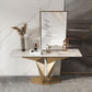 Mesa de acento de consola rectángulo glamoroso con tapa de piedra blanca para Hall