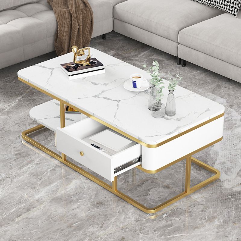 Frame Base Coffee Table Rectangular Black/White Cocktail Table Clearhalo 'Coffee & Accent Tables' 'Coffee Tables' 'coffee_tables' 'furn' 'furn_coffee_tables' 'Furniture' 'Living Room Furniture' 1200x1200_1dccb014-4a02-4f72-a08c-9d0ede86a429