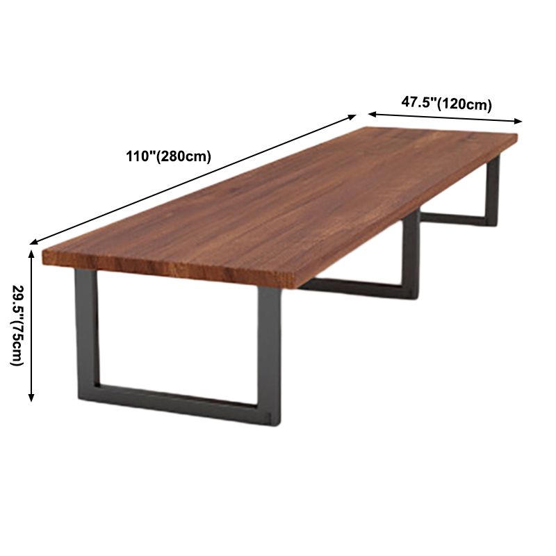 Metal Industrial Rectangle Dining Table Solid Wood Table for Dining Room Clearhalo ' dining_table' 'Dining Tables & Seating' 'Dining Tables' 'furn' 'furn_dining_table' 'Furniture' 'furniture_dining_table' 'Kitchen & Dining Furniture' 'kitchen&dining_furn' 'kitchen' 'kitchen_dining_table' 1200x1200_1dcd7a8b-e41a-43a1-b943-79e3a4ec8ccd