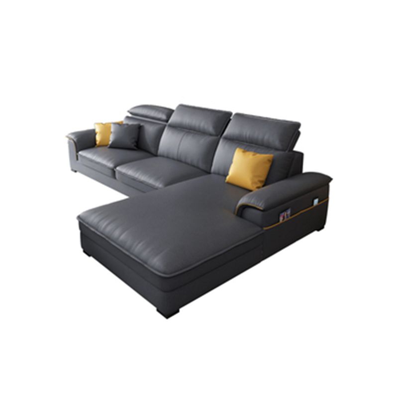 Square Arm Grey Cushion Back Modern Storage Living Room Sofa Clearhalo 'furn' 'furn_sectionals' 'Furniture' 'furniture_sectionals' 'Living Room Furniture' 'Sectionals' 1200x1200_1dce356b-4f97-4bf1-a26f-50d622da6af7