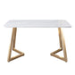Juego de mesa de comedor de hierro Glam, juego de comedor rectangular de 1/2/5/6 piezas con tapa de piedra sinterizada