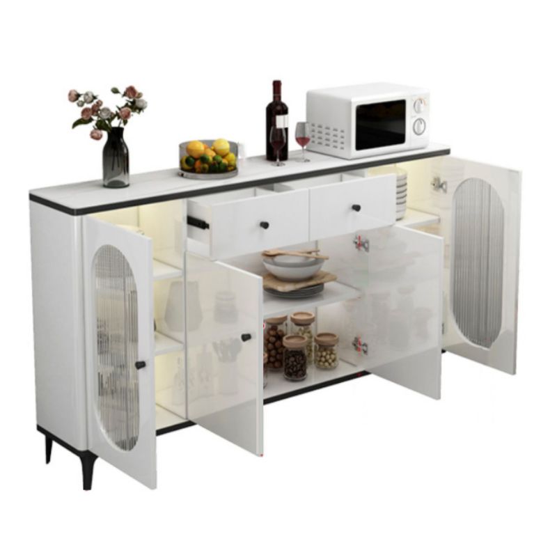 Contemporary Display Stand Faux Wood Storage Cabinet for Living Room