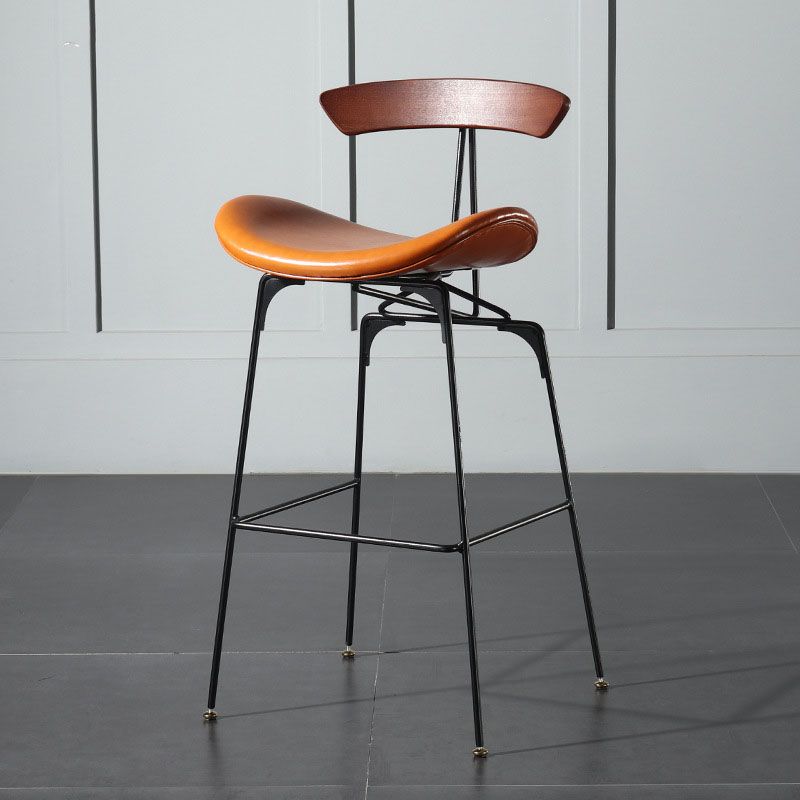 Industrial Footrest Low Back Barstool Matte Finish Leather Milk Tea Shop Stool Clearhalo 'Bar Furniture' 'Bar Stools' 'bar_stools' 'furn' 'furn_bar_stools' 'Furniture' 'furniture_bar_stools' 'Kitchen & Dining Furniture' 1200x1200_1dd3e68f-a2e0-4649-b4b3-2c347b4a40e0