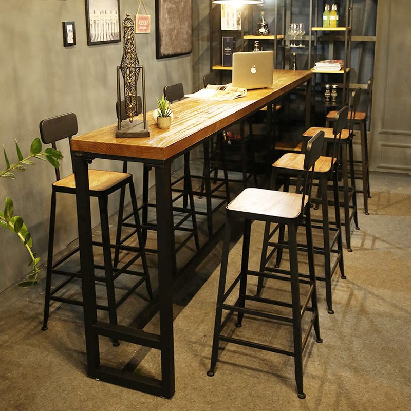 Modern Style Brown Bar Table Solid Wood and Iron Coffee Shop Bar Table Clearhalo 'Bar Furniture' 'Bar Tables' 'bar_tables' 'furn' 'furn_bar_tables' 'Furniture' 'furniture_bar_tables' 'Kitchen & Dining Furniture' 1200x1200_1dd64f84-4ee6-4116-afbd-9fd9eb3f70b1