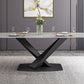 Modern Dining Table Stone Dining Room Dining Table with Metal Base Clearhalo 'Dining Tables & Seating' 'Dining Tables' 'dining_table' 'furn' 'furn_dining_table' 'Furniture' 'Kitchen & Dining Furniture' 1200x1200_1dd76a8b-2b42-4442-81f7-554d7d42a500