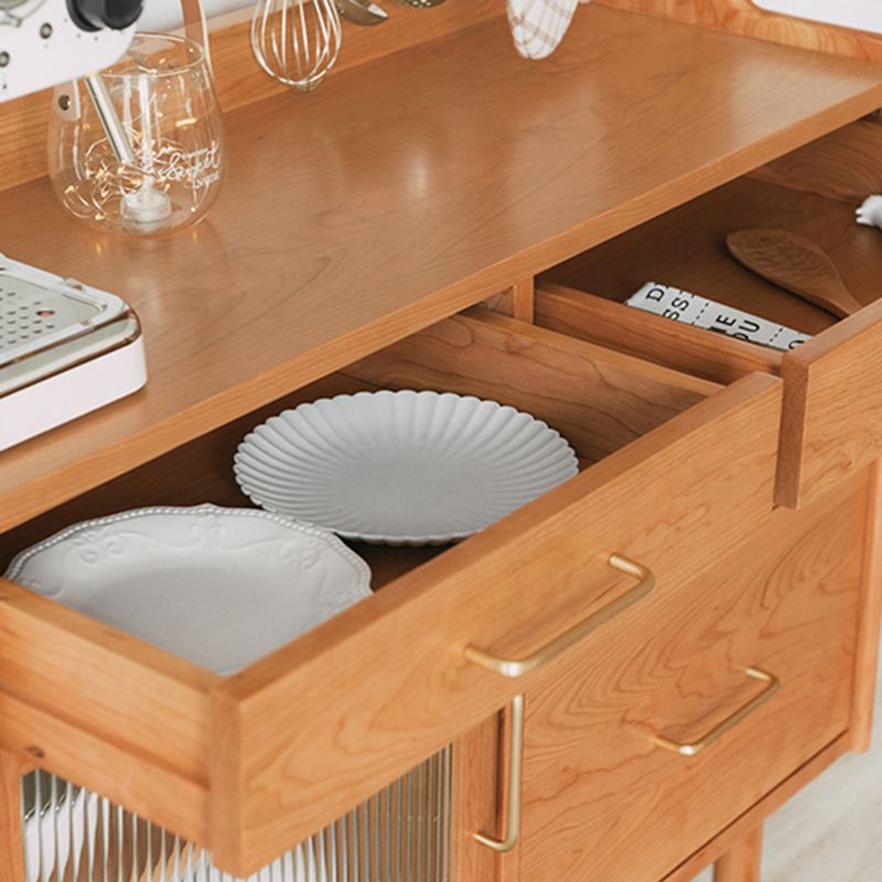 Contemporary Dining Hutch Pine Glass Doors Storage Cabinet for Dining Room Clearhalo 'Display & China Cabinets' 'display_china_cabinets' 'furn' 'furn_display_china_cabinets' 'Furniture' 'Kitchen & Dining Furniture' 1200x1200_1dd7dd2f-a395-4c1a-9eed-59262fee62ab