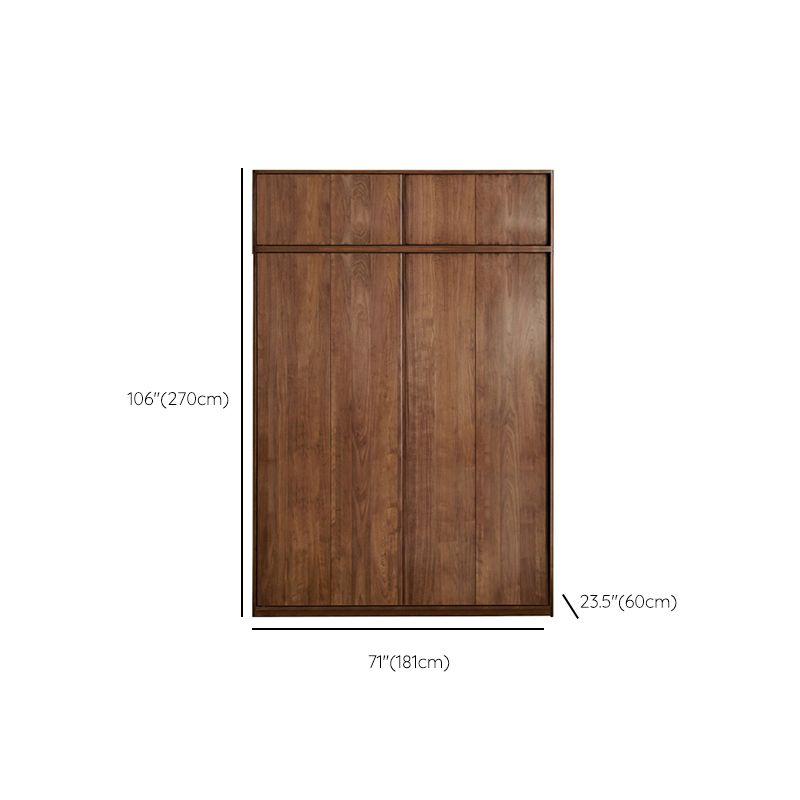 Walnut Solid Wood Wardrobe Freestanding Wardrobe with Sliding Doors