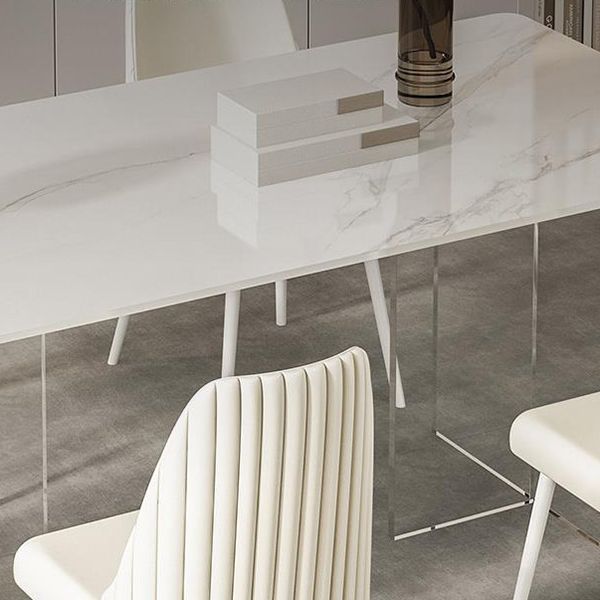 Modern Sintered Stone Dining Table Acrylic Dining Table with Double Pedestal Base Clearhalo 'Dining Tables & Seating' 'Dining Tables' 'dining_table' 'furn' 'furn_dining_table' 'Furniture' 'Kitchen & Dining Furniture' 1200x1200_1dd84e66-a40f-456a-a73c-c949671c3dcb