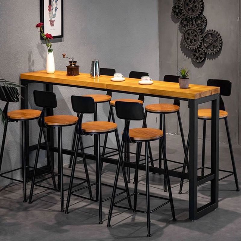 Industrial Style Rectangle Bar Table Solid Wood Bar Dining Table with Footrest Clearhalo 'Bar Furniture' 'Bar Tables' 'bar_tables' 'furn' 'furn_bar_tables' 'Furniture' 'Kitchen & Dining Furniture' 1200x1200_1ddc862d-15a8-49de-ac4e-d7c13b0ec1be