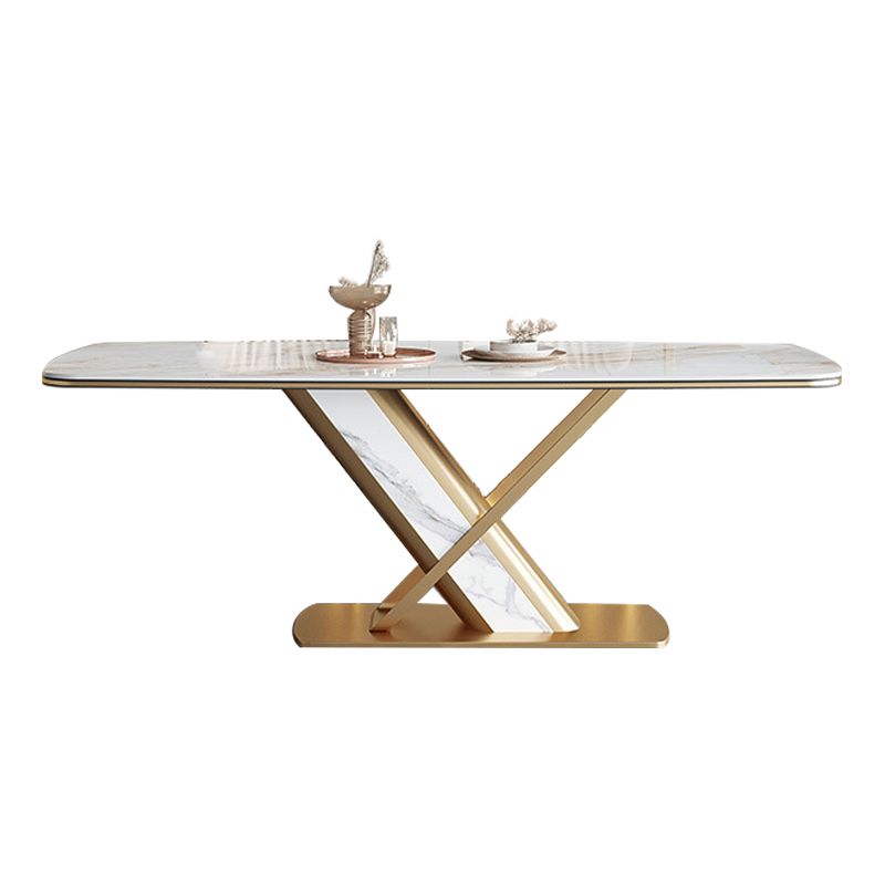 Stone Top Dining Table Traditional Luxury Rectangle Dining Table with Pedestal Base Clearhalo 'Dining Tables & Seating' 'Dining Tables' 'dining_table' 'furn' 'furn_dining_table' 'Furniture' 'furniture_dining_table' 'Kitchen & Dining Furniture' 'kitchen' 'kitchen_dining_table' 1200x1200_1ddc87fd-297a-4752-b6ab-6ce5764250ae