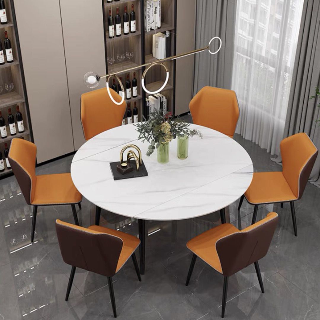 Space-Saving Minimalist Sintered Stone Top Kitchen Table Set of Black Legs Base for Dining Room Clearhalo 'Dining Room Sets' 'Dining Tables & Seating' 'dining_room_set' 'furn' 'furn_dining_room_set' 'Furniture' 'furniture_dining_room_set' 'Kitchen & Dining Furniture' 'kitchen&dining_furn' 'kitchen' 1200x1200_1ddd4aa9-135e-4e3a-92db-c8b0d2e9843f