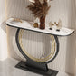 Glam Metal Console Accent Table Half Moon Console Sofa Table for Hall