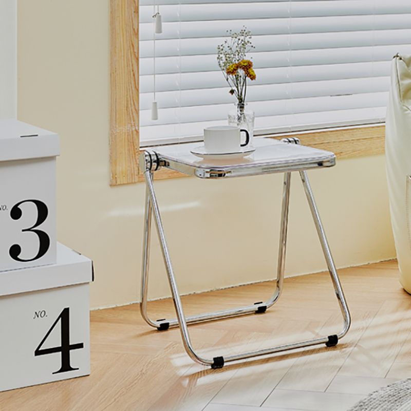 Contemporary Metal X-base End Slide Table Rectangular Side Table Clearhalo 'Coffee & Accent Tables' 'End & Side Tables' 'end_side_tables' 'furn' 'furn_end_side_tables' 'Furniture' 'Living Room Furniture' 1200x1200_1dde4a9e-7766-44bb-a9aa-b9497426bc8c