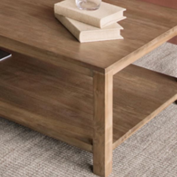 17"H moderner Couchtisch aus massivem Holz, Kaffee-Cocktailtisch mit Stauraum