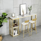 Glam Rectangle Bar Dining Table White Faux Marble Top Iron Indoor Bistro Table with Shelf Clearhalo 'Bar Furniture' 'Bar Tables' 'bar_tables' 'furn' 'furn_bar_tables' 'Furniture' 'furniture_bar_tables' 'Kitchen & Dining Furniture' 1200x1200_1de26af4-5e5a-4451-adc9-8be1fa96b896
