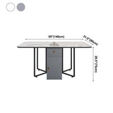 Modern Style Rectangle Dining Table Sintered Stone Drop-Leaf Dining Table with Black Frame Clearhalo ' dining_table' 'Dining Tables & Seating' 'Dining Tables' 'furn' 'furn_dining_table' 'Furniture' 'furniture_dining_table' 'Kitchen & Dining Furniture' 'kitchen&dining_furn' 'kitchen' 'kitchen_dining_table' 1200x1200_1de3d805-f096-49f6-a94b-8d227bba80a1