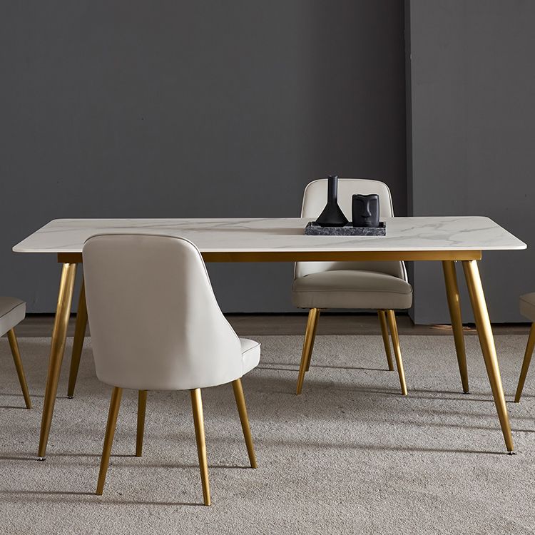 Modern Style Sintered Stone Dining Table with White Rectangle Shape Table for Home Use Clearhalo 'Dining Room Sets' 'Dining Tables & Seating' 'dining_room_set' 'furn' 'furn_dining_room_set' 'Furniture' 'furniture_dining_room_set' 'Kitchen & Dining Furniture' 'kitchen&dining_furn' 'kitchen' 1200x1200_1de46eb4-386d-435b-be3e-9cac50f53951