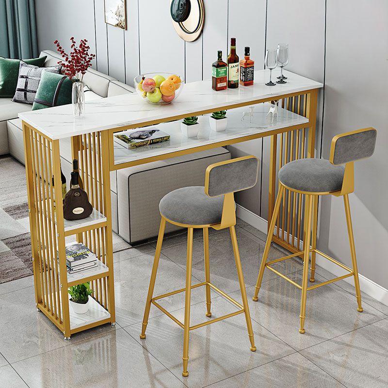 Glam Indoor Bar-Esstisch, rechteckiger Barhocker-Tisch aus Marmor
