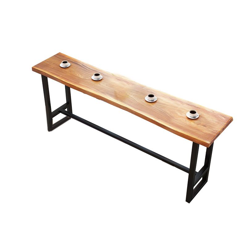Wood Top Table Metal Black Base Rectangle Bar Table for Patio Use Clearhalo 'Bar Furniture' 'Bar Tables' 'bar_tables' 'furn' 'furn_bar_tables' 'Furniture' 'Kitchen & Dining Furniture' 1200x1200_1de6bd8c-d488-4505-9bdb-fca506565afc