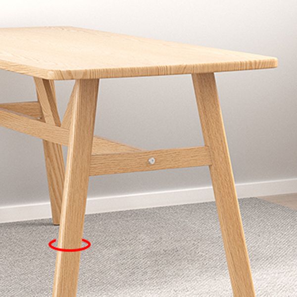 Hedendaagse rechthoekige houten eettafel met ijzeren schok voor 2-4 personen