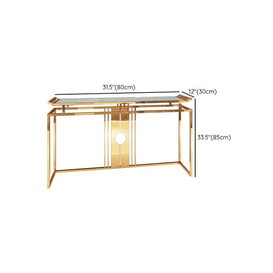 Glam Console Table Marble Accent Table in Gold for Hall , 12 Inch Wide Clearhalo 'Console Tables' 'console_tables' 'Entry & Mudroom Furniture' 'furn' 'furn_console_tables' 'Furniture' 1200x1200_1de8c51e-9686-4471-afbf-800f783a282e