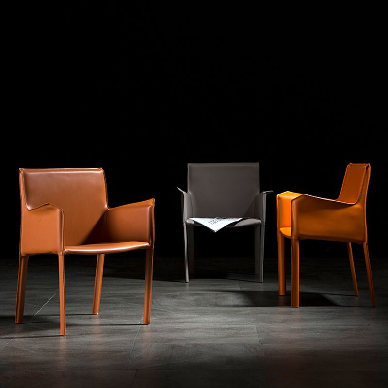 Minimalist Style Leather Dining Chair Solid Back Arm Dining Side Chair for Home Clearhalo ' kitchen&dining_furn' 'Dining Chairs' 'Dining Tables & Seating' 'dining_chair' 'furn' 'furn_dining_chair' 'Furniture' 'furniture_dining_chair' 'Kitchen & Dining Furniture' 'kitchen' 1200x1200_1dea3e97-4ce5-4a6a-95be-ac729e8f5e6f