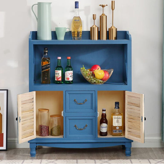 Armoire à accent en bois massif avec 2 tiroirs et portes armoire de rangement