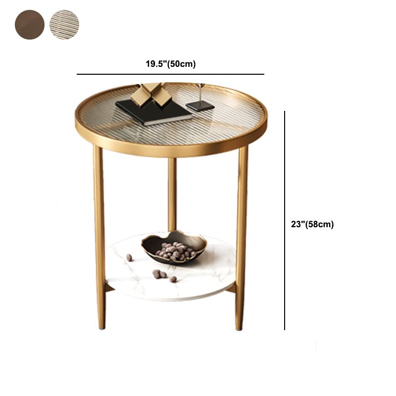19.69" W x 19.69" D x 22.83" H Side End Table Glass Round Side Table with Shelf