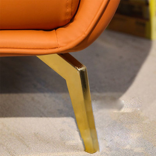 Glam Style with Handrail Leather HandrailMetal Foot Arm Chair with Fixed Backrest