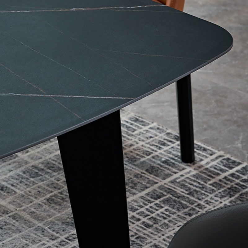 Stone Top Dining Table Contemporary Rectangle Table with 4 Legs in Black Clearhalo 'Dining Tables & Seating' 'Dining Tables' 'dining_table' 'furn' 'furn_dining_table' 'Furniture' 'furniture_dining_table' 'Kitchen & Dining Furniture' 'kitchen' 'kitchen_dining_table' 1200x1200_1dedffec-83fe-4976-941d-aa7df73ca8bf
