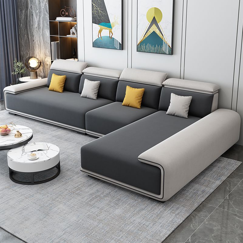 30.3"H Modern Faux Leather Square Arm Sofa & Chaise for Living Room Clearhalo 'furn' 'furn_sectionals' 'Furniture' 'Living Room Furniture' 'Sectionals' 1200x1200_1deee2cd-a0e7-4cba-ab60-e71f988ce338