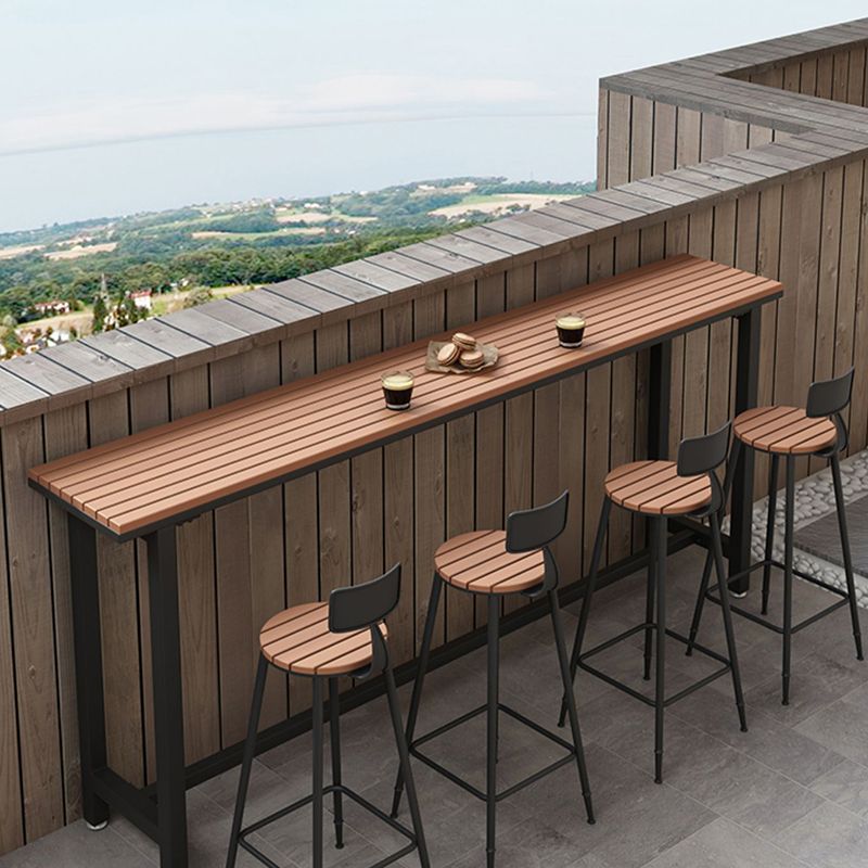 Metal and Wood Rectangular Table, Industrial Style Minimalist Balcony Outdoor Bar Table Clearhalo 'Bar Furniture' 'Bar Tables' 'bar_tables' 'furn' 'furn_bar_tables' 'Furniture' 'Kitchen & Dining Furniture' 1200x1200_1df193a5-7879-4669-8116-419c41936088