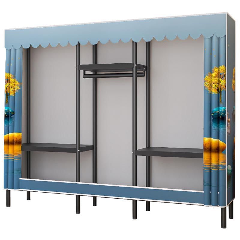 Contemporary Style Wardrobe Steel 1-Door Wardrobe Closet with Shelves