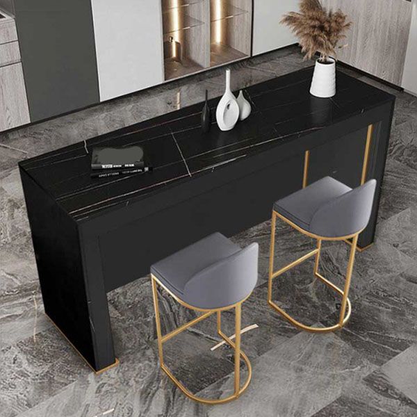 Ensemble de Table de Pub en pierre frittée de Style moderne 1/2/3 pièces, Table de comptoir fixe