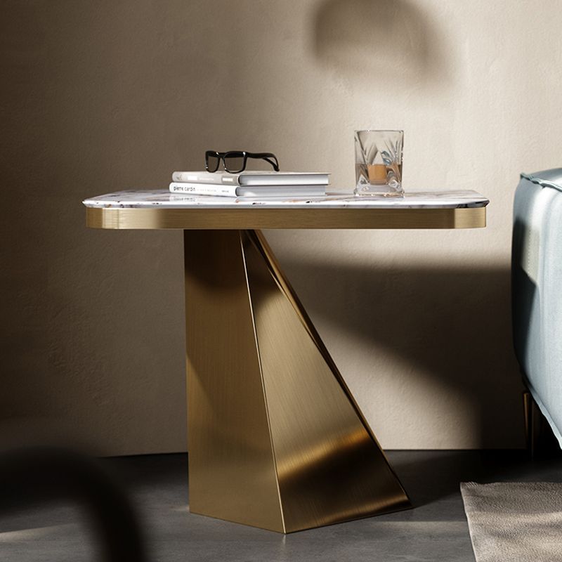 19.69" Tall Round Slate Side Table Luxurious Pedestal End Table