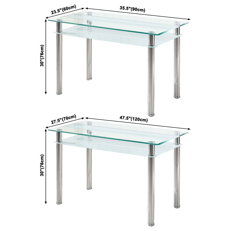 Modern Style Glass Kitchen Dining Table Clear Rectangle Table with 4 Legs for Home Use Clearhalo ' dining_table' 'Dining Tables & Seating' 'Dining Tables' 'furn' 'furn_dining_table' 'Furniture' 'furniture_dining_table' 'Kitchen & Dining Furniture' 'kitchen&dining_furn' 'kitchen' 'kitchen_dining_table' 1200x1200_1df66626-e6e2-4e57-a5e6-ec01366e60e5