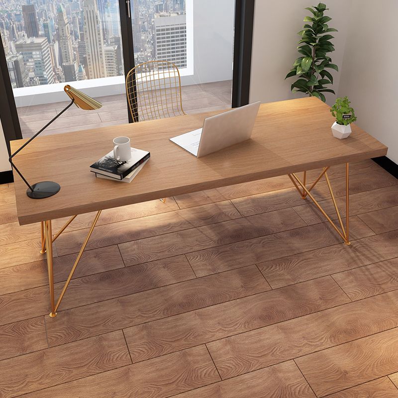 Glam Style Wooden Office Desk Rectangular Desk with Gold Frame Clearhalo 'furn' 'furn_office_desk' 'Furniture' 'Office Desks' 'Office Furniture' 'office_desk' 1200x1200_1df73022-5d3b-4850-a6c9-f2825eae12b7
