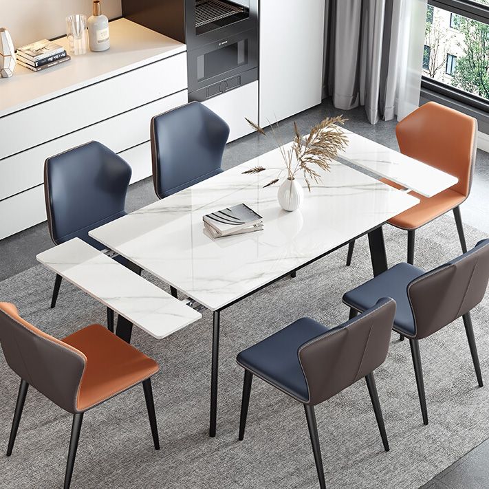 Modern Rectangle Dining Table Sintered Stone 4 Legs Table with Black Frame Clearhalo ' dining_table' 'Dining Tables & Seating' 'Dining Tables' 'furn' 'furn_dining_table' 'Furniture' 'furniture_dining_table' 'Kitchen & Dining Furniture' 'kitchen&dining_furn' 'kitchen' 'kitchen_dining_table' 1200x1200_1df730e5-f5ae-4e61-9a21-6be012aa678e