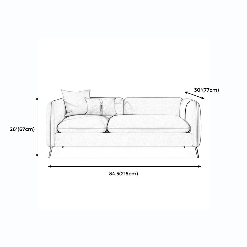 with 2 Pillows Tuxedo Arm Sofa 30.3" D X 26.38" H Velvet Cushions Sofa Clearhalo 'furn' 'furn_sofas' 'Furniture' 'furniture_sofas' 'kitchen' 'kitchen_sofas' 'Living Room Furniture' 'Sofa' 'sofas' 1200x1200_1dfa1d11-9d3f-4e6e-9b7d-17617daf5564
