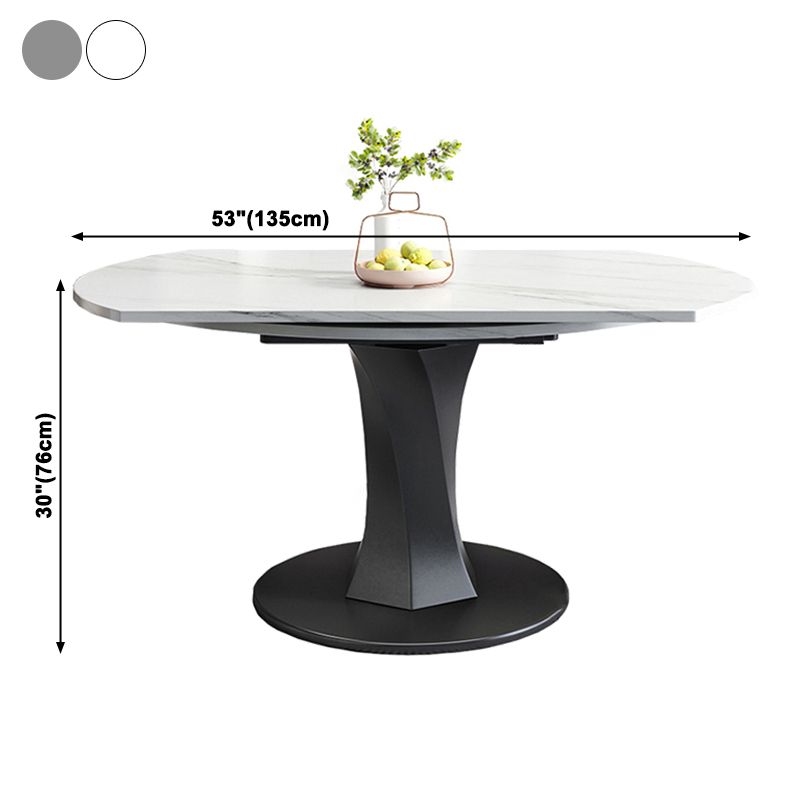 Simplicity Round Dining Room Table Sintered Stone Table with Black Pedestal Base Clearhalo ' dining_table' 'Dining Tables & Seating' 'Dining Tables' 'furn' 'furn_dining_table' 'Furniture' 'furniture_dining_table' 'Kitchen & Dining Furniture' 'kitchen&dining_furn' 'kitchen' 'kitchen_dining_table' 1200x1200_1dfadf43-89a0-4ba9-8c89-2903fd4a3aab