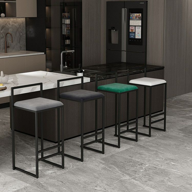 Contemporary Matte Finish Velvet Bar Stool Jewelry Shop Footrest Stool Clearhalo 'Bar Furniture' 'Bar Stools' 'bar_stools' 'Furniture' 'furniture_bar_stools' 'Kitchen & Dining Furniture' 1200x1200_1dfd4396-bbbf-4fac-b88a-d54872aaa67f