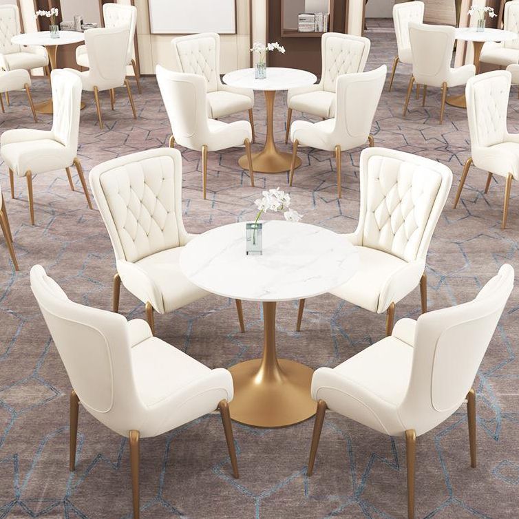 Moderne 1/5 Stücke Essberg runden Stein Esstisch für Esszimmercafé