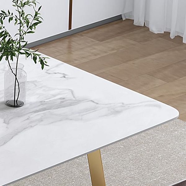 Glam Iron Dinette Set 1/2/4/5/7 Pieces Rectangle Sintered Stone Top Dining Table Set