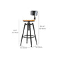 Industrial Solid Wood Dining Stool Adjustable Height Bar Stool with Footrest